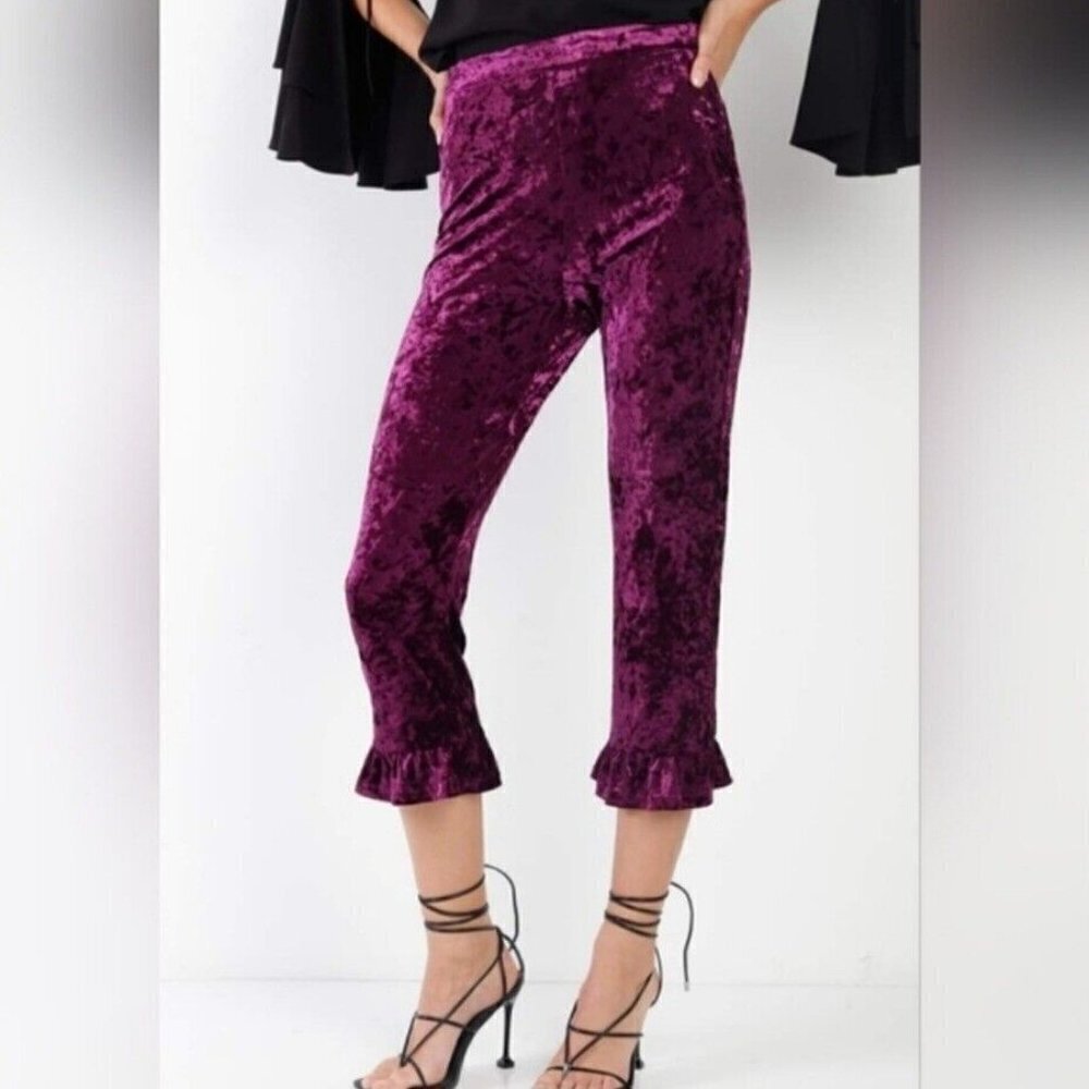 Cropped Purple Ruffle Pants - Picture 3 of 12